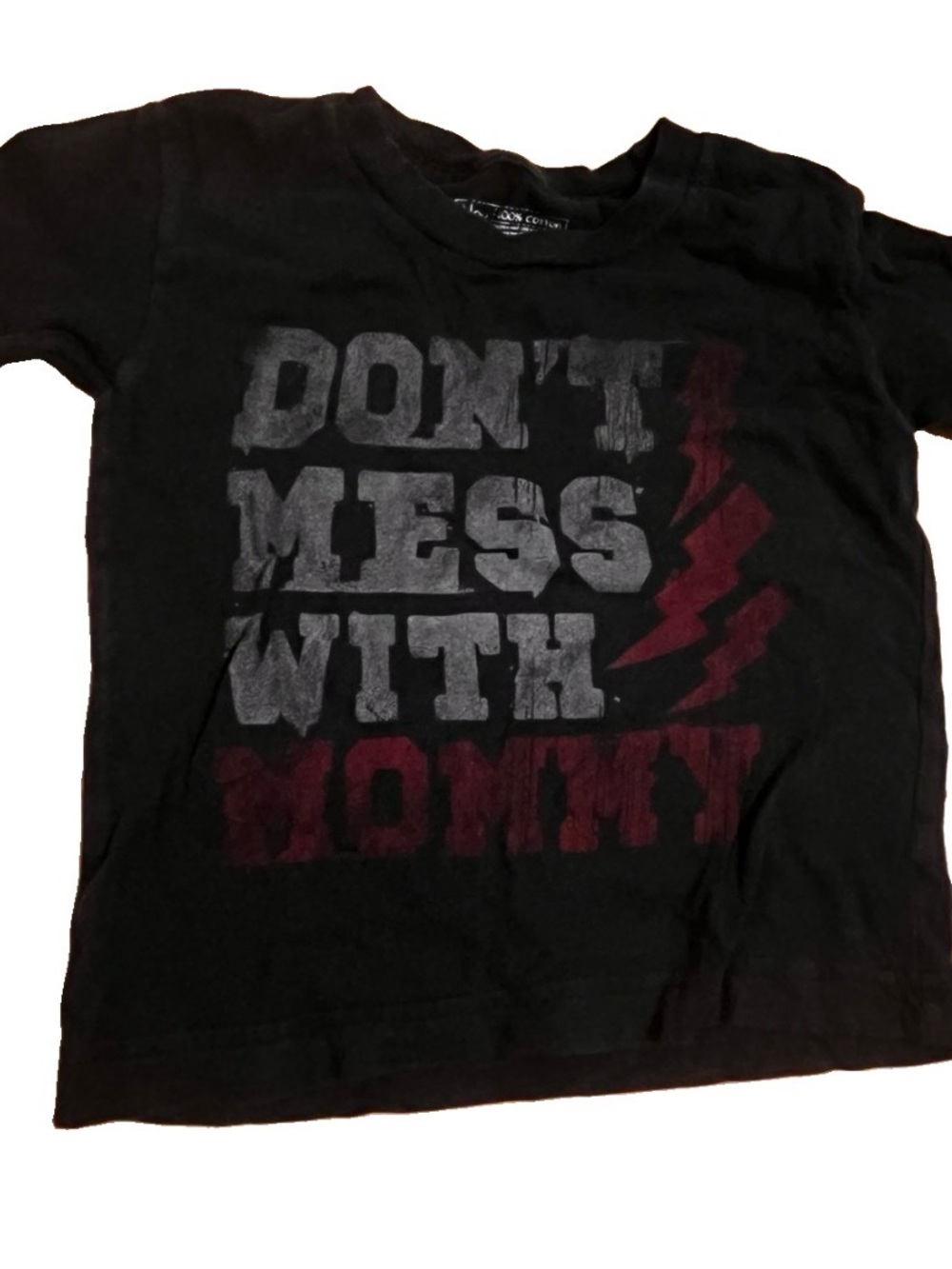 Now & Zen Toddler T-Shirt Size 3T Black Graphic Tee "Don't Mess With Mommy"